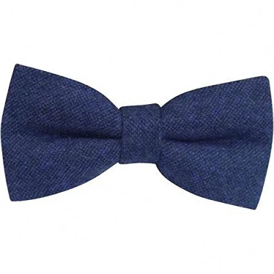 Image of Men&#039;s Luxury Wool Pre tied and Adjustable Bow Tie (Navy Blue) suitable for formalwear, office, weddings, parties, grooms &amp; groomsmen outfits