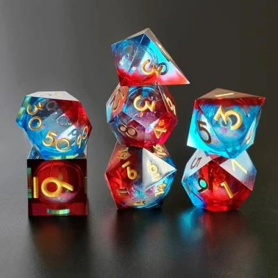 Image of DND Dice Set Quicksand Resin Sharp Edge 7 Piec D&amp;D for Polyhedral Dungeons and Dragons Ttrpg Pathfinder RPG Roleplaying with Gift Box