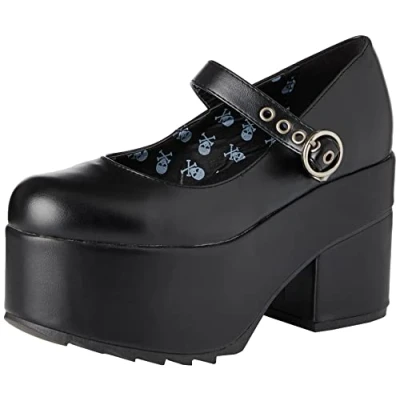 Image of LAMODA Women&#039;s Secret Garden Mary Jane, Black Pu, 3 UK