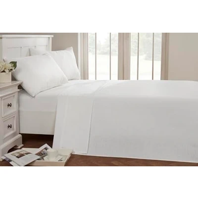Image of Rapport Home 16&quot; Deep Flat Sheet 180TC Percale (White, Single)