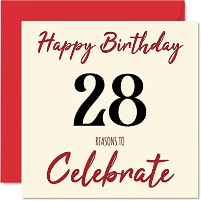 Image of Fun 28th Birthday Cards for Men Woman Reasons To Happy Card Son Daughter Brother Sister Uncle Auntie Niece Nephew Cousin, 145mm x Greeting Cards,