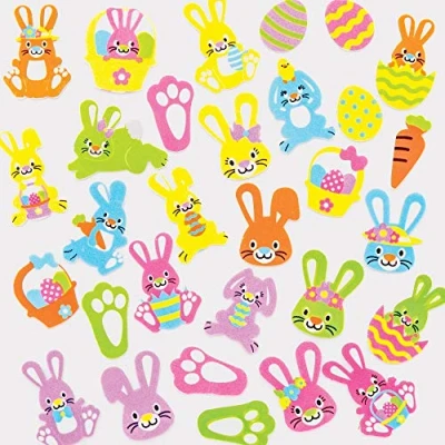 Image of Baker Ross Bunny Foam Stickers Pack of 120, Easter Crafts, Craft For Kids (AT388)