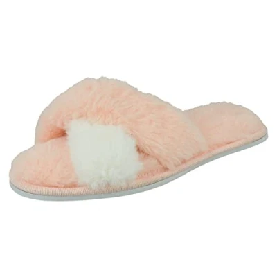 Image of Spot On Girls Fluffy Mule Slippers X2122 Pink Textile UK Size 13 EU 32 US 1