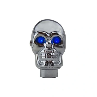 Image of Anzene Silver Chrome Skull Stick Shift Knob LED Lights Gear Manual Handle Shifter Knobs Blue Eyes (Blue)