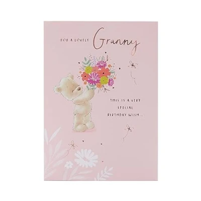 Image of UK Greetings Birthday Card for Granny Teddy &amp; Flowers Design