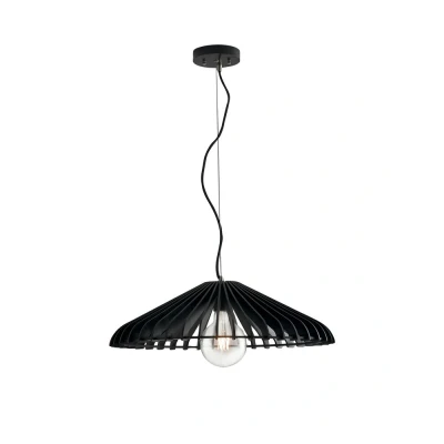 Image of CALDER Wire Frame Pendant Ceiling Light Black 50x13.5cm