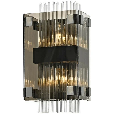 Image of Apollo 1 Light Wall Sconce Dark Bronze Polished Chrome, Glass