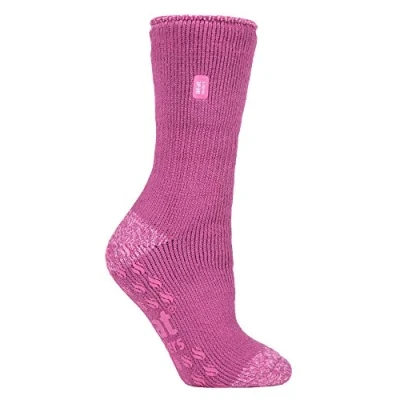 Image of HEAT HOLDERS Ladies ABS Non Skid Thermal Slipper Socks with Grips for Indoor Winter Comfort (4 8 UK, Pink)