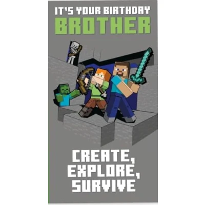 Image of MINECRAFT BIRTHDAY CARD BROTHER HAPPY