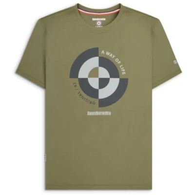 Image of Lambretta Mens Target Quadrant Short Sleeve Cotton T Shirt Khaki 4XL