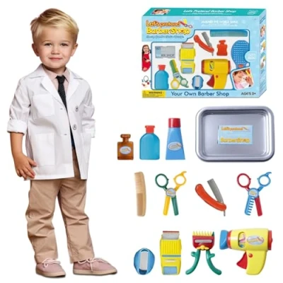 Image of Coolbitz Boys Girls Pretend Play Barber Set Stylist Hairdresser Role Hair Dryer Scissors Beauty and Accessories