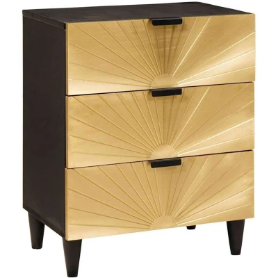 Image of vidaXL Bedside Table with Drawer Black and Gold 50 x 33 60 cm