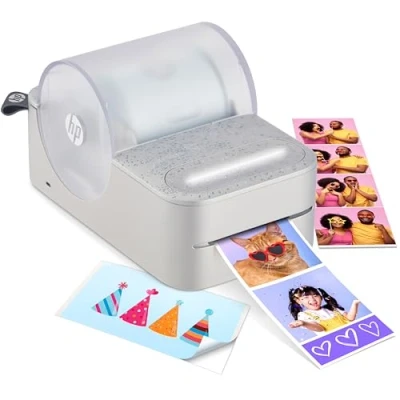 Image of HP Sprocket Panorama Instant Color Label &amp; Smartphone Photo Printer Portable Personalize Prints 2 Inch x.5 9 on Zink Sticky Back Photos Create Photobooth Strips, Custom Designs in App Grey
