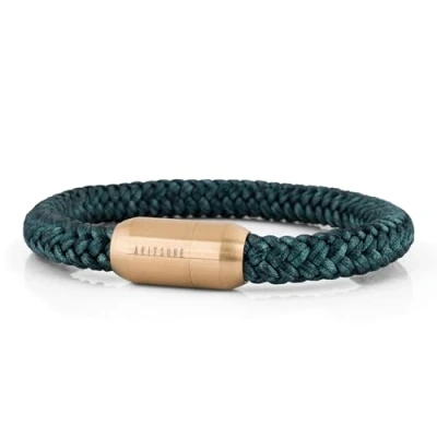 Image of Akitsune Portus Nautical Rope Bracelet Magnetic Capsule Closure Link Bangle Trinket Women Anchor Men Maritim Matte Gold Green 18cm