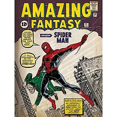 Image of Artze Wall Art Spider Man Issue 1&quot; Canvas Print, Multi Colour, 60 x 80 cm