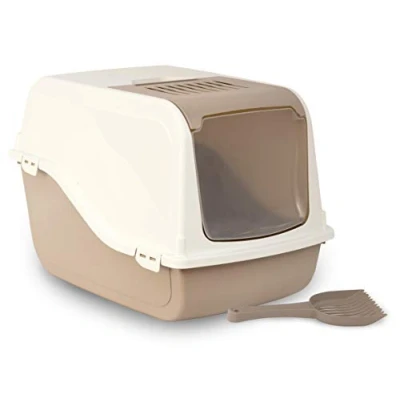 Image of Rosewood Ariel Front Opening Cat Toilet, Litter Tray, Mocha, Large