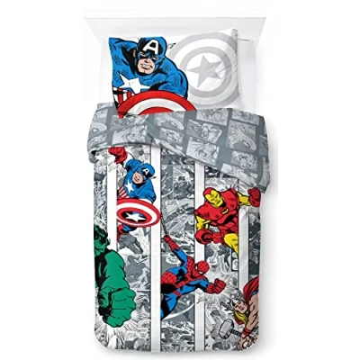 Image of Jay Franco Marvel Comics Avengers Comic Cool 100% Cotton Single Duvet Cover Set Includes Pillowcase