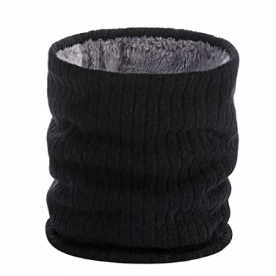 Image of OCTEEN Warmer Neck Gaiter Winter Fleece Windproof Scarves Mask For Women Men, Wide Stripe Black, One size