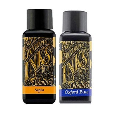 Image of Diamine Fountain Pen Ink 30ml 2 x Bottles Sepia &amp; Oxford Blue