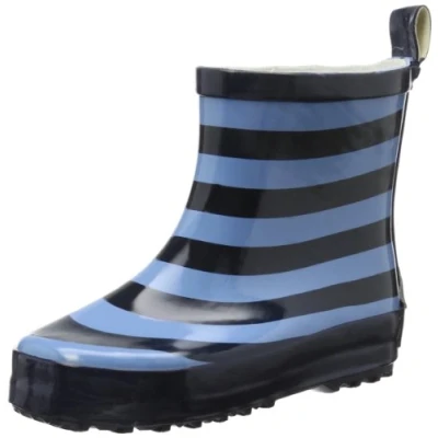 Image of Playshoes Unisex Kid&#039;s Wellies Rain Boot Stripes Wellington Rubber, Blue (Marine/Hellblau 639), 9 UK Child