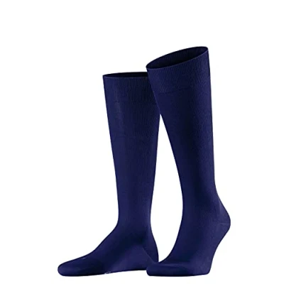 Image of FALKE Men&#039;s Ultra Energizing M KH Cotton With Compression 1 Pair Knee High Socks, Blue (Deep 6418) Calf circumference W4, 5.5 6.5