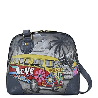 Image of Anna by Anuschka Women Hand Painted Leather Small Multi Compartment Zip Around Organize Happy Camper, One Size