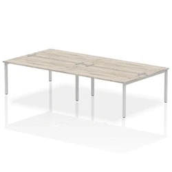 Image of Impulse Bench B2B 4 Person 1600 Silver Frame Desk Grey Oak