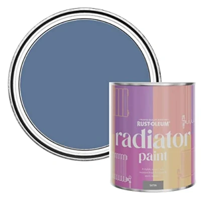 Image of Rust Oleum Blue Heat Resistant Radiator Paint in Satin Finish River 750ml