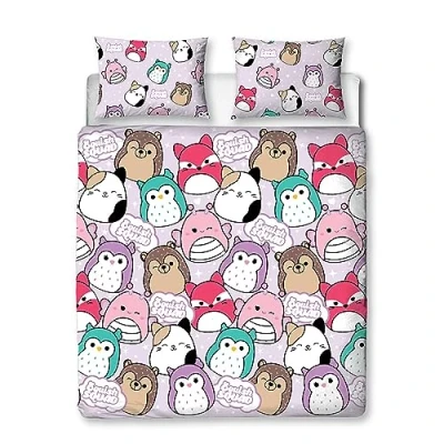 Image of Character World Squishmallows Official Double Duvet Cover Set, Bright Design Reversible 2 Sided Squish Squad Bedding Merchandise Including Matching Pillow Cases