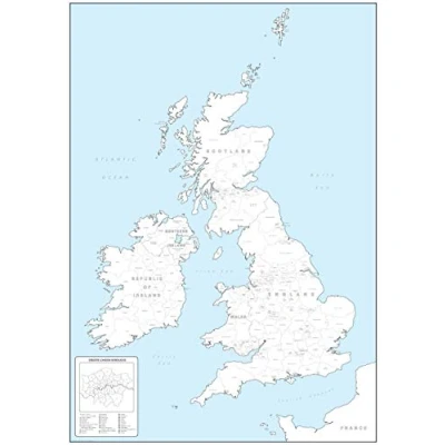 Image of British Isles Counties and Regions Colouring Map Big 19.5&quot; x 27.75&quot; Matte Paper