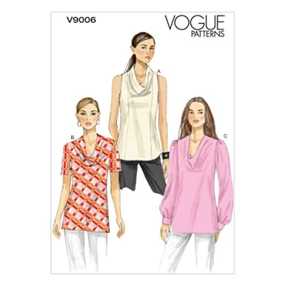 Image of Vogue Patterns V9006 Sizes 16/18/ 20/22/ 24 Misses Top, Multi Colour, silk, Multicoloured, F5 (16 18 20 22 24)