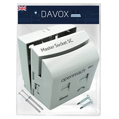 Image of DAVOX BT Openreach NTE5C MK2 Master Telephone Socket + MK4 Faceplate Back Box Combination for Fibre Broadband Filtered Main Line BT431a Phone RJ11/RJ45 Data