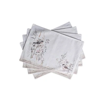 Image of Maison d&#039; Hermine Placemats Set of 4 100% Cotton Decorative Easter Cloth Place Mat Washable Dinner Placemat for Holiday, Dinner, Wedding &amp; Dining, Meadow Florals Brown Spring/Summer (33cm x 48cm)