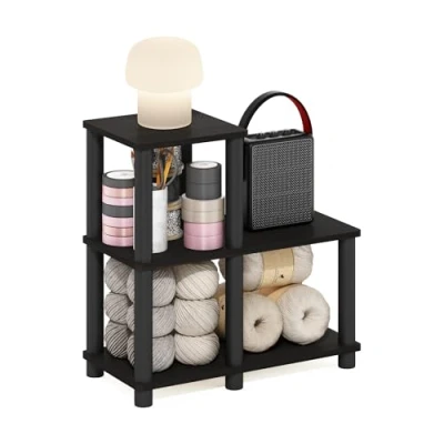 Image of Furinno Turn N Tube 3 Tier Accent Decorative Shelf, Espresso/Black