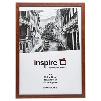 Image of Hampton Frames MUNICH Quality Brown Wood A3 30x42 cm Certificate Photo Frame Non Glass Aperture Display MUNA3BRN