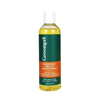 Image of Groomers Everyday Fruity Dog Shampoo for grooming Long lasting fragrance Cleanses and conditions dirty dogs pH balanced Vegan Paraben Free Easy rinse Suitable all coats(250ml),2132302501,Yellow