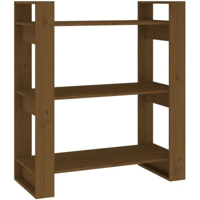 Image of vidaXL Book Cabinet/Room Divider Honey Brown 80x35x91 cm Solid Wood