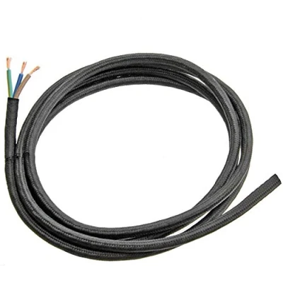 Image of SPARES2GO 5m Universal Steam Generator Iron Mains Cable Flex Lead (3 Core, 5 Metre, Black)