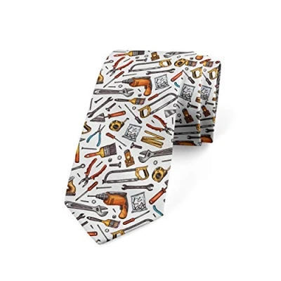 Image of Hongfacai Men&#039;s Ties Business Necktie for Men Construction Tools Fashion Neck Tie Slim Skinny Xmas Wedding Formal Party (145 x 8 cm)