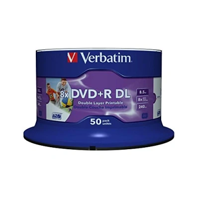 Image of Verbatim 43703 8x Dual Layer Printable DVD+R Spindle 50 Pack