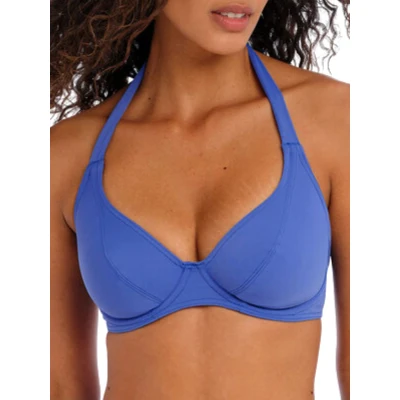 Image of Freya Jewel Cove Halter Bikini Top Plain Azure Blue 36DD