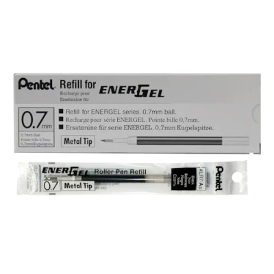 Image of Box of 12 x PENTEL Energel 0.7mm Refill Metal Tip LR7 Fits Xm, BL77/BL57/BL37 Black Ink