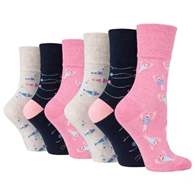 Image of SOCK SHOP GENTLE GRIP 6 Pairs of Ladies Socks, Size UK 4 8 (6 x RF101)