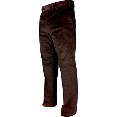 Image of Carabou Mens Expandable Waist New Thick Jumbo Corduroy Trousers Dark Brown W34 L31