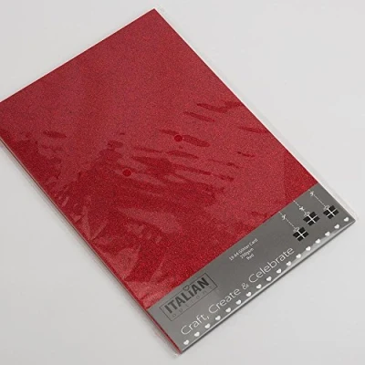 Image of Italian Options 250GSM Non Shed Glitter Card Craft Paper 10 Sheets, A4 Size, Red
