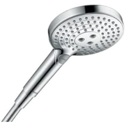 Image of hansgrohe Raindance Select S Shower Head, Hand with 3 Jet Types (Including PowderRain), Round Head (Diameter 120 mm), Anti Limescale Function, Matte Black