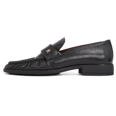 Image of Tommy Hilfiger Loafer Pleated TOE Slipons, Women&#039;s, Size: 3.5, Black Leather