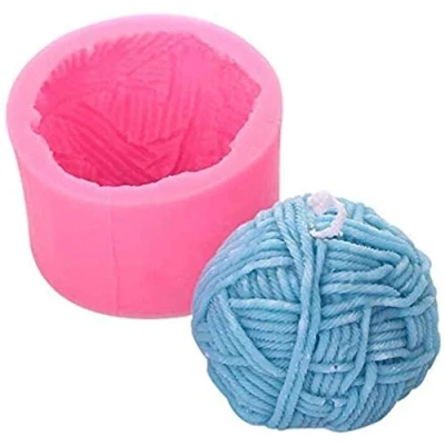 Image of ausuky Cute 3D Knitting Wool Cylinder Silicone Soap Candle Mould Fondant Chocolate DIY Baking