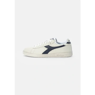 Image of Diadora GAME Waxed Unisex Trainers, Size: 4, White/blue caspian sea Leather