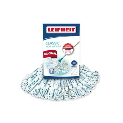Image of Leifheit Replacement Mop Head for Classic Mop, Viscose Head, Viscose, Washable at 60C, Universal Screw Thread Connection to Handle